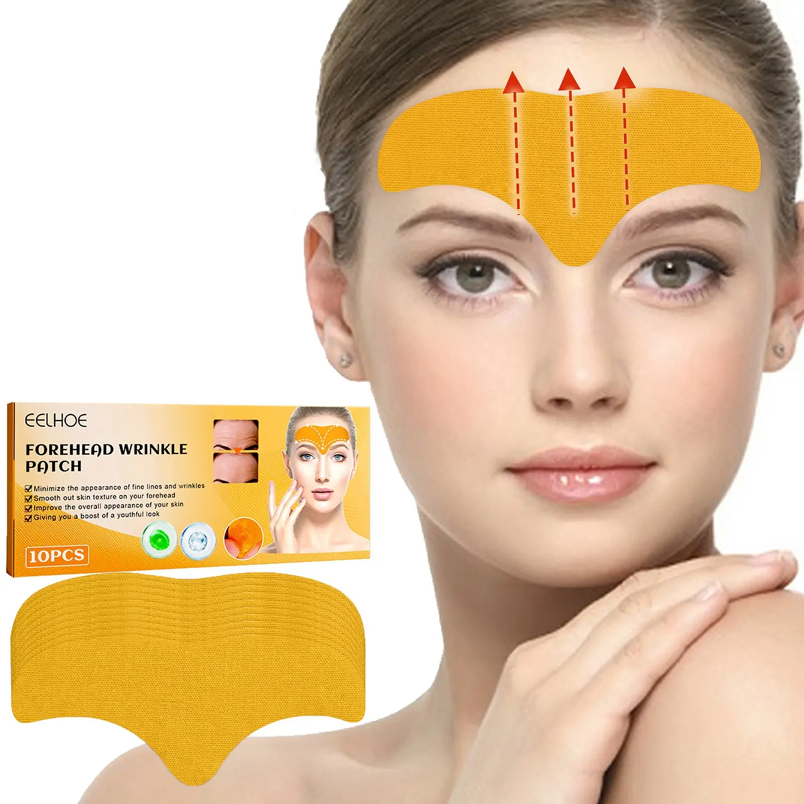 1 box/10pcs Collagen Moisturizing Forehead Patch, Hydrating Moisturizer Facial Lift Sticker for Women, Skin Care Products