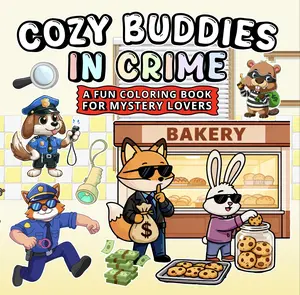 Cozy Buddies in Crime: A Fun Animals Coloring Book for Mystery Lovers with 50 Unique Designs & Bold Easy Illustrations for Kids Teens Adults Seniors