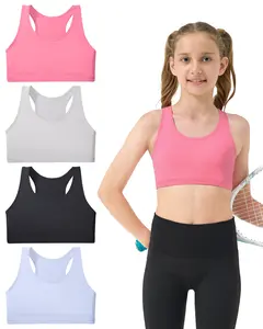 Sascina Girls Sports Bras 6-11 Seamless Racerback Training Bras for Girls-No Pads, Chest Double Lined