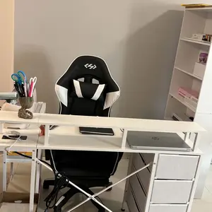 Ecofurnix Gaming Chair - Ergonomic High-Back Office Desk Chair for Work and Gaming, 19.7" Thick Back Spine Support, 30d Head Support, Stain-Resist PU Top, Footrest, Height Adjustment, Reclining Backrest, 360° Smooth Swivel, Anti-Tilt Shafts Stay Steady