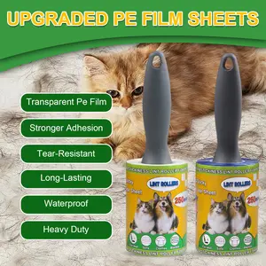Pet Hair Lint Roller Value Pack (250 Sheets) - Extra Sticky Reusable Lint Remover for Dog & Cat Fur, Clothes, Furniture