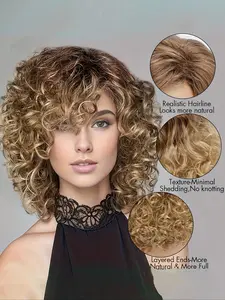 Elegant Fashion Medium Curly Wig, Heat Resistant High Elasticity Synthetic Hairpiece for Women, Perfect for Daily Wear & Special Occasions, Synthetic Curly Wigs