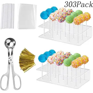 303 Pack Cake Pop Stand with Sticks Kit,Includes Mold, Stand, Bags, Lollipop Sticks and Metal Ties,for DIY Cake Pop