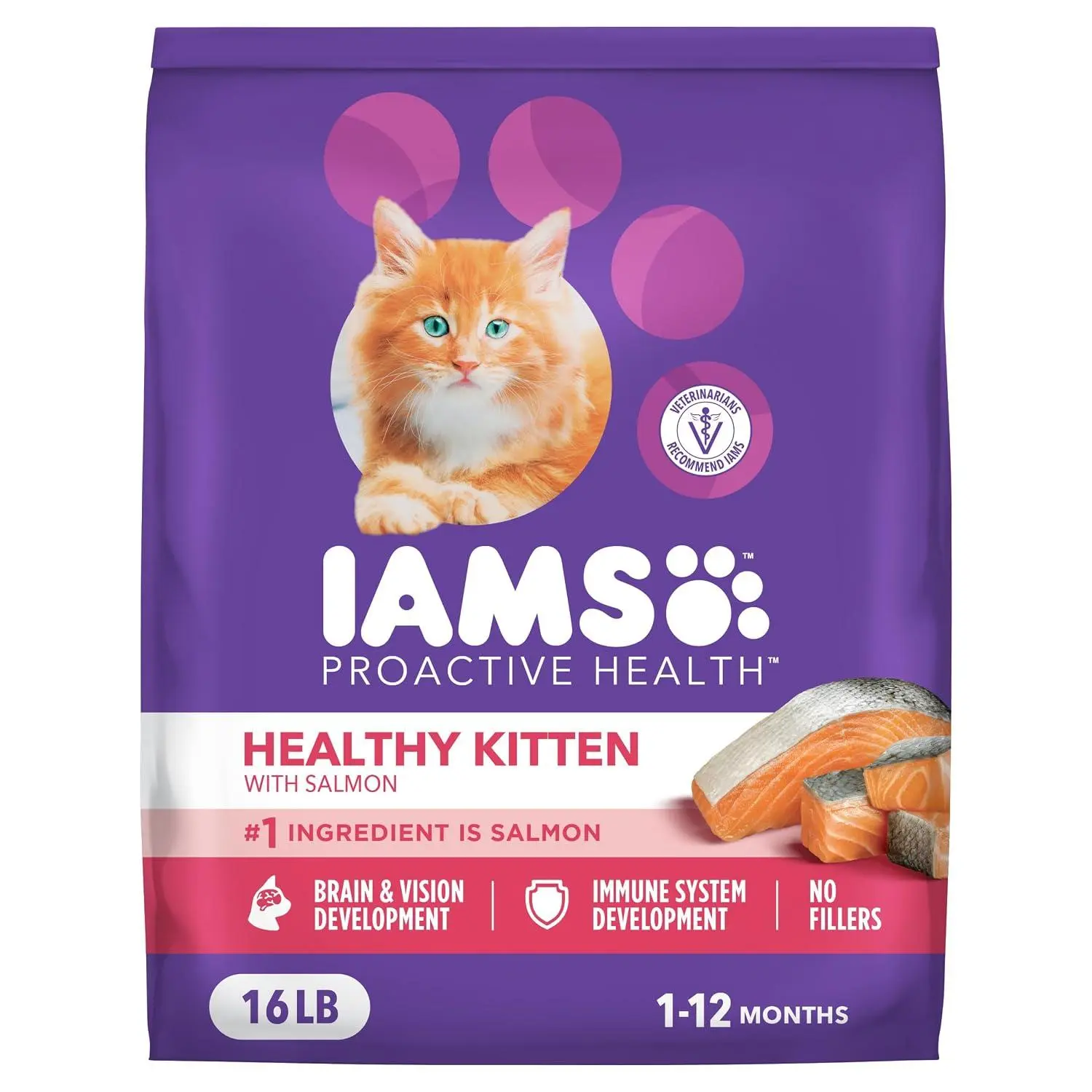 IAMS Proactive Health Kitten Dry Cat Food, Healthy Kitten Food Dry Recipe with Real Chicken in Every Bite, 3.5 Lb. Bag