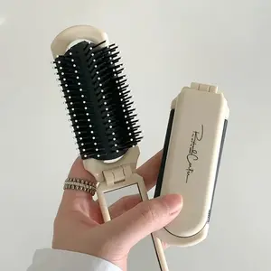 Mini Folding Massage Comb, Anti-Static Portable Travel Hair Brush with Mirror, Head Massager for Girls, Single Item