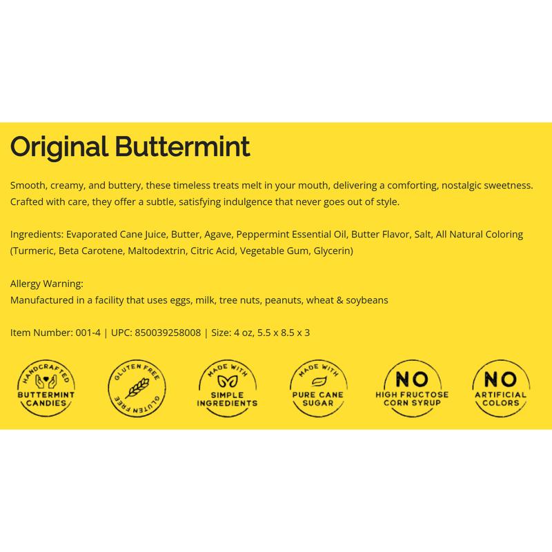 Buttermints Original | Butter Mints Yellow Gold Candy Soft Butter Taste | Unexpectedly Scrumptious