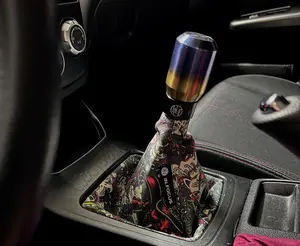 IN.FOCUS SHIFT The Last Samurai Shiftboot for Manual Vehicles - Tan with Burgundy Accents - Universal Fit - Personalize Your Car Interior