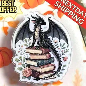 Magnetic Phone Grip Book Dragon Fantasy Bookish, Cute Book Dragon Magsafe Accessory, Kindle Reader Grip, Bookstagram Holder
