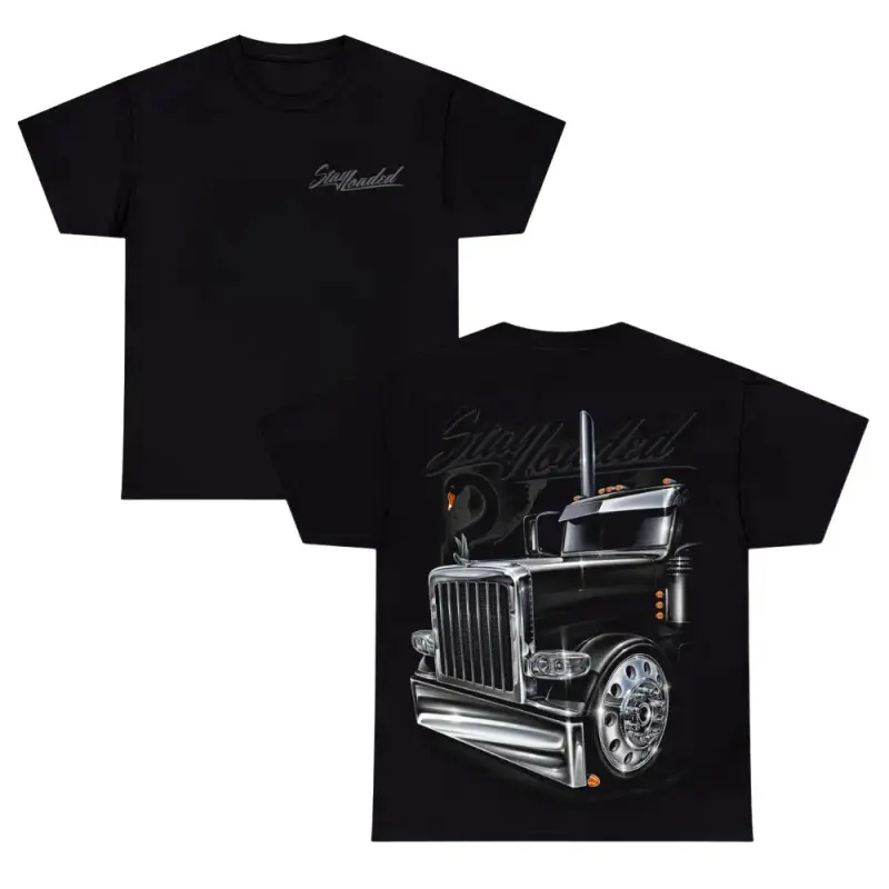 Cotton Short-Sleeve Round Neck Graphic T-Shirt - Sports & Outdoor Top, TikTok Viral Summer Casual Streetwear, 18-Wheeler Semi Truck Digital Print, Graphic T-Shirt Deals