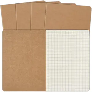 5 Pack A5 Kraft Notebooks Bulk, 8.15x5.5 Inches Graph Paper Journaling Notebooks, Notebooks for Work, Composition Notebooks for School, Journal Notebooks for Office, 60 Pages