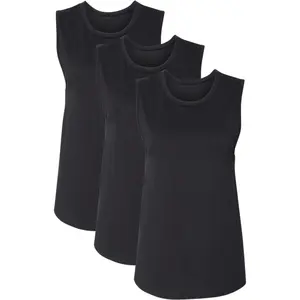 Women's Jersey Muscle Tank Top Shirts | Soft Cotton Relaxed Fit Workout Cami Shirts | Sleeveless Athletic Tanks (3-Pack)