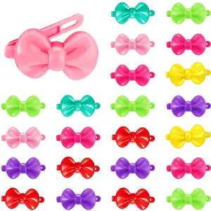 100 count Girls Hair Barrettes Self Hinge Plastic Clip    80s 90s Clip Colorful Cute Cartoon Hair Pin Accessories(Bow)