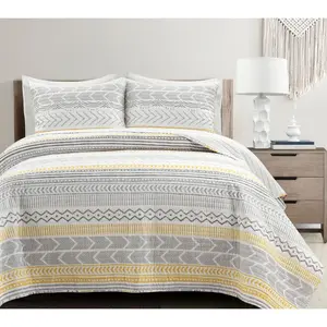 Hygge Geo Reversible Oversized Quilt  Set K byush Decor