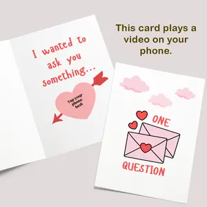 Personalized Video Card | Valentine Card with Video Will You Be My Valentine Card 4x6 Greeting Card Plays a Video on Your Phone Includes Envelope Perfect for Valentine's Day