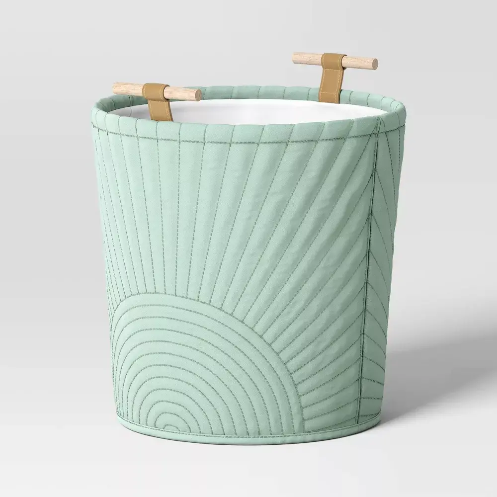 Floor Quilted Kids' Storage Basket Teal Green - Pillowfort: Large Round Toy Organizer with Handles