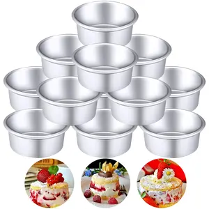 12 Pieces Round Cake Pans 4 Inch Aluminum Round Mold Smash Cake Baking Cheesecake Pans for Home Party Baking Supplies