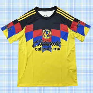 2526 Club America Home Yellow Retro Short Sleeve Jersey Football Soccer Jerseys Liga Mx