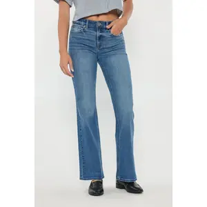 Medium Wash  High Rise Baby Wide Jeans