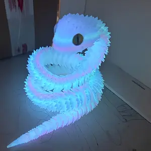 UV-Activated Glow-in-the-Dark 3D Printed Snake Robot Flexible Poseable Body with UV-Absorbing Glow for Night Light Multicolor Day & Night Movement Display Collectible for Ages 14+