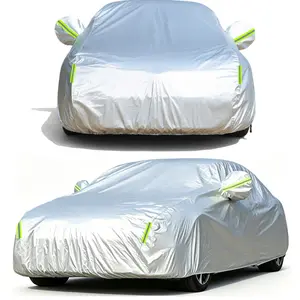 All Weather Full Car Cover with Reflective Strip – Waterproof Dustproof UV Protection, Universal Fit for Outdoor Parking & Garage Use,Car Accessories