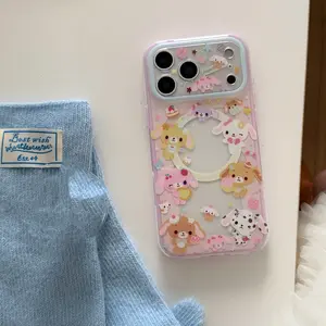 Magnetic Two-In-One Rainbow Bunny Protective Phone Case Cover for Apple iPhone 17 Pro Max, 16 Pro Max, 15 Pro Max, 14 Pro, 13, Fashionable Women's Case Accessories Casing