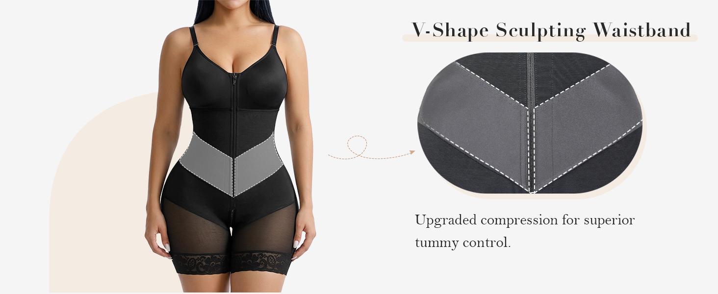 YIANNA V-Shaped Shapewear Moldeadoras Faja for Women Tummy Control  with Zipper Closure