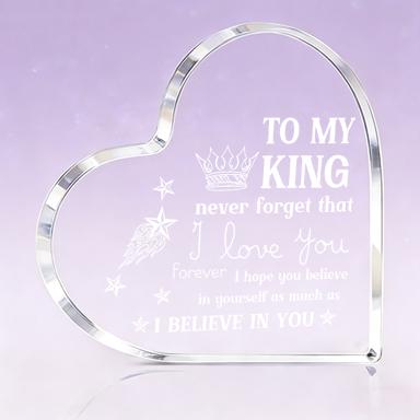 Heart Shaped Acrylic Plaque for Him, To My King I Love You Engraved Acrylic Decor, Anniversary Valentine's Day Gifts for Boyfriend Husband, Romantic Birthday Gifts for Men, Home Office Desk Decor Heart Shaped Acrylic Plaque for Him, To My King I Love You Engraved Acrylic Decor, Anniversary Valentine's Day Gifts for Boyfriend Husband, Romantic Birthday Gifts for Men, Home Office Desk Decor