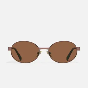 QUAY AUSTRALIA ANYWAYS Narrow Metal Sunglasses with Tapered Arms and Chic Details Gold Oval Adjustable Sunglass for Women
