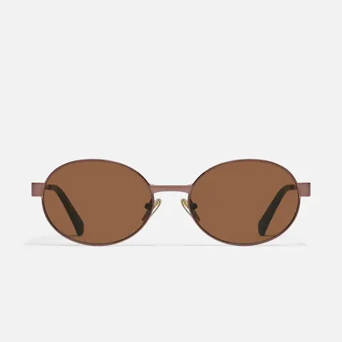 QUAY - ANYWAYS Narrow Metal Sunglasses with Tapered Arms and Chic Details Gold Oval Adjustable Sunglass for Women
