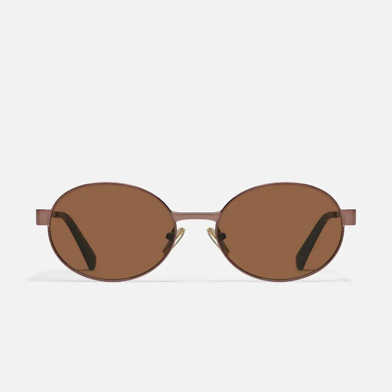 QUAY - ANYWAYS Narrow Metal Sunglasses with Tapered Arms and Chic Details Gold Oval Adjustable Sunglass for Women