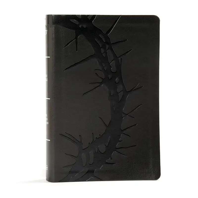 KJV Large Print Personal Size Reference Bible, Charcoal LeatherTouch Crown of Thorns, Indexed, KJV Holy Bible, Red Letter, Pure Cambridge Text, Presentation Page, Cross-References, Full-Color Maps Imitation Leather