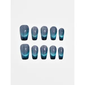 Aura Nails Starlit Lagoon Coffin Press-On Nails - 10 Pc Set