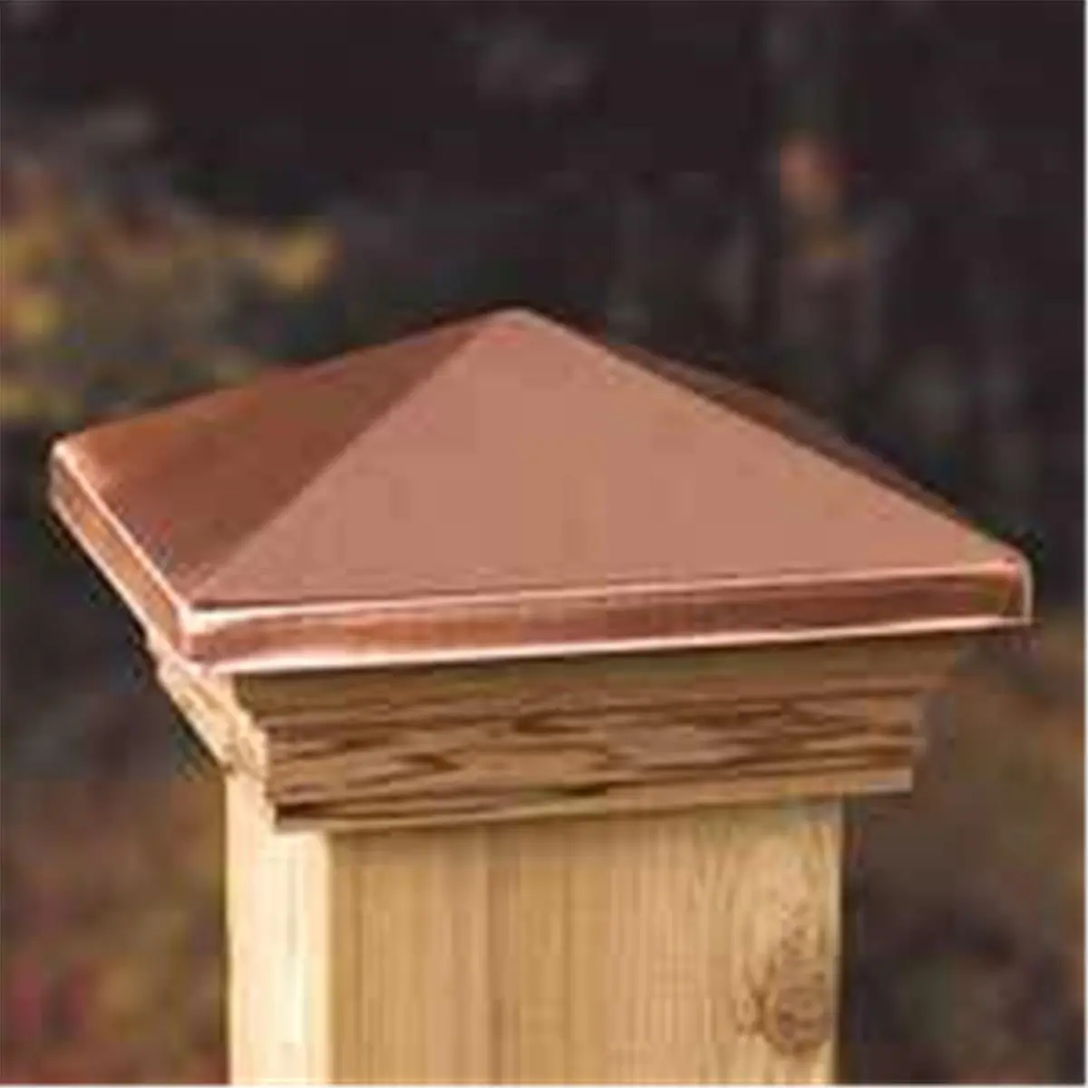 212 MAIN 4x4 Multi-Size Copper Postcap - Treated Maine Ornamental Wood Post Protector, Outdoor Furniture Accessory, Model 72223