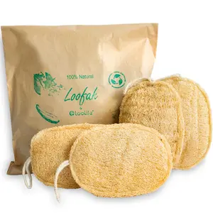 Natural Loofah Exfoliating Sponge (4 Pack) - Loofa Exfoliating Body Scrubber - Biodegradable Organic Loofah Sponge - Shower Luffa Sponges - Shower Lufa - Estropajos para el Cuerpo