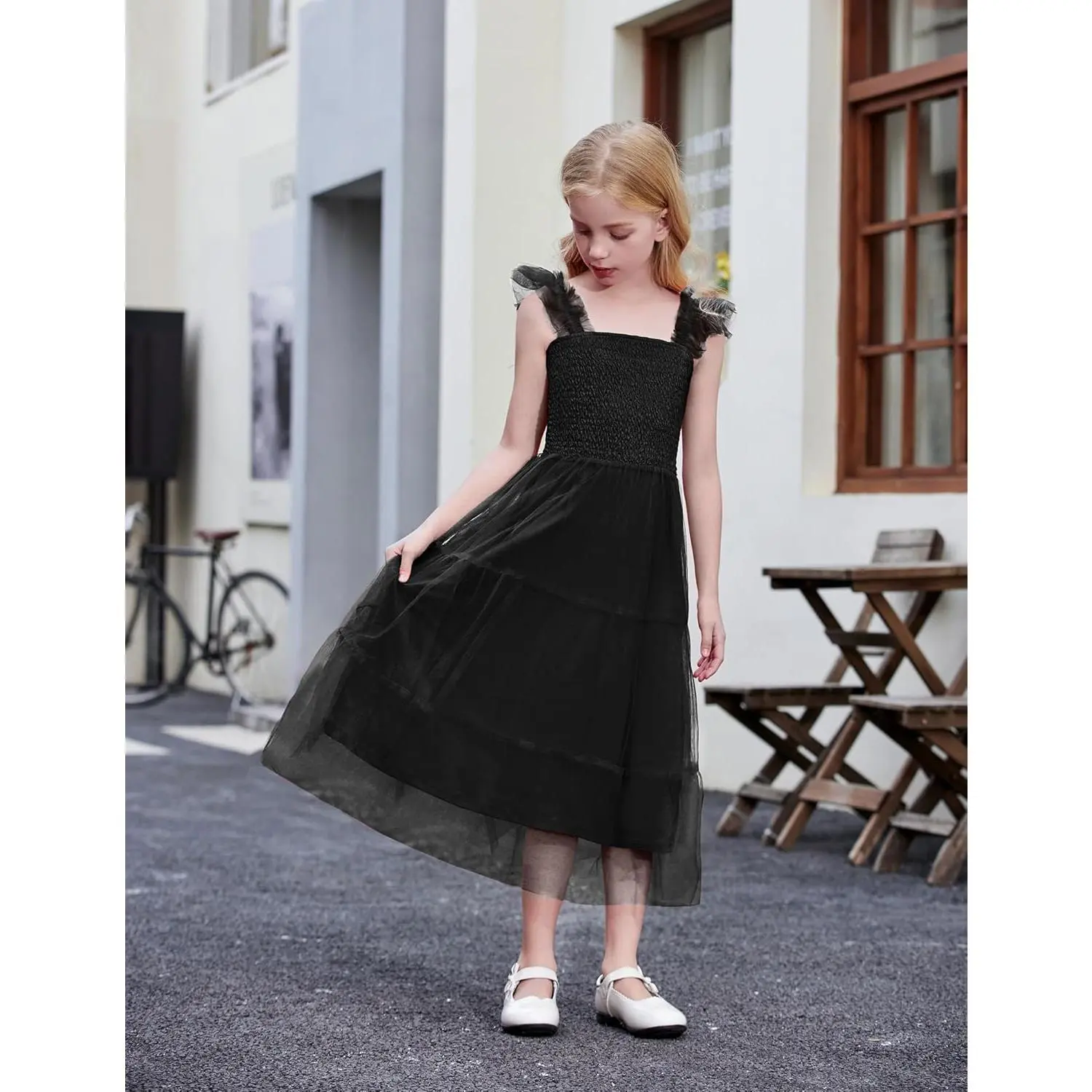 Tween Girls Dress Ruffle Sleeve Elastic Straps Smocked A-Line Tulle Summer Long Patry Birthday Sundress - TikTok Shop Tween Girls Dress Ruffle Sleeve Elastic Straps Smocked A-Line Tulle Summer Long Patry Birthday Sundress - TikTok Shop
