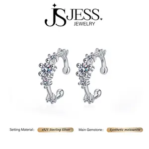 【#138】Versatile and exquisite  2ct Round Cut Synthetic Moissanite and high carbon stone ear ring