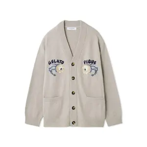 Mens Sleeping Cat Jacquard Cardigan