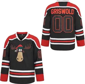 Movie Hockey Jerseys Griswold #00 Embroidery Black White S~3XL,Christmas,Xmas Gift