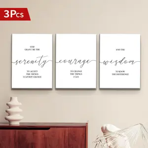 Wooden Frame Canvas Printing, 3 Counts/set Bible Verse Pattern Minimalist Wall Art, Wall Decor for Home Living Room Bedroom, Ornaments