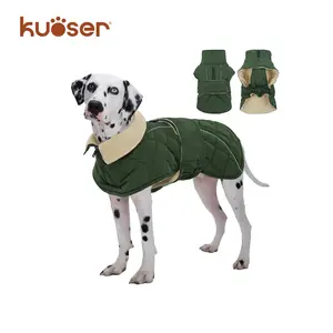 Kuoser Dog Coat, Super-Warm Dog Jacket Windproof Dog Cold Weather Coats for Extra Large Dogs, Fleece Lining Turtleneck Dog Snowsuit Reflective Adjustable Dog Winter Clothes
