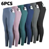 CHRLEISURE 1/3/5/6/7/8PCS High Waisted Pockets Leggings Soft Buttery Leggings  Workout Yoga Pants Workout Set For Women runner gym