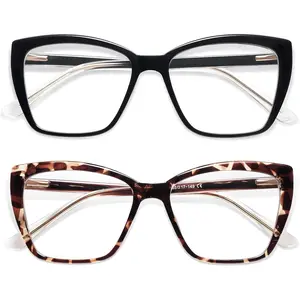 Trendy TR90 Oversized Blue Light Reading Glasses Women,Stylish Square Cat Eye Glasses