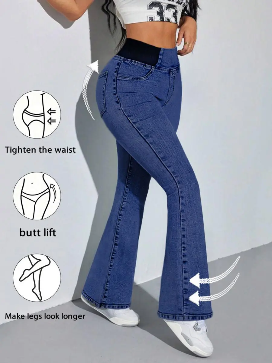 GILIPUR Y2K 2026 Women's Back Shirred Jeans, Mid - Rise Elasticity