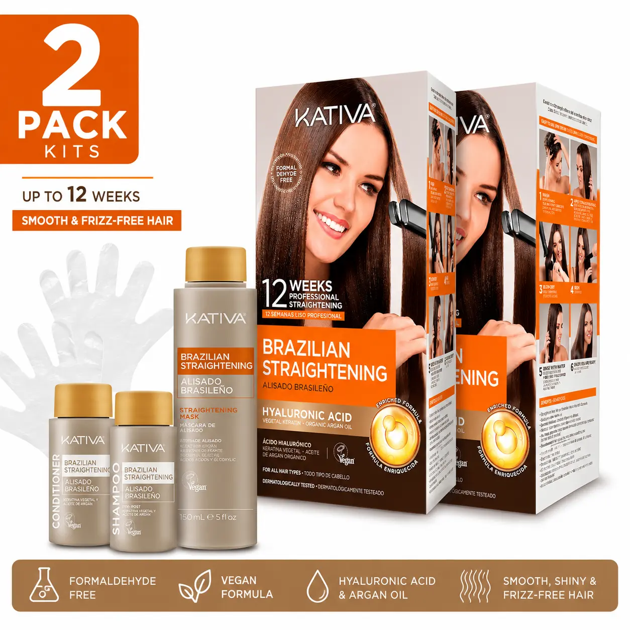 2 Pack Kit Alisado Brasileño Kativa 12 Semanas | 2 Pack Kativa Brazilian Straightening Kit