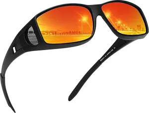 MEETSUN Wrap Around Sunglasses Unisex Polarized UV400 Protection TAC HD TR90 Frame Fit Over Prescription Glasses Comfortable Wide Vision Men's Rugged Sunglasses