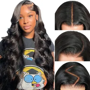 Gefily 13x6 HD Lace Frontal Human Hair Wig Pre Plucked 180 Density 20-38 Inch Bone Straight Wigs & Half Wigs 100% Unprocessed Virgin Hair