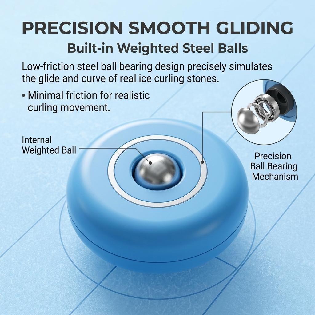 Tabletop Curling Game with 16 Stones, Portable Family Party Board Game