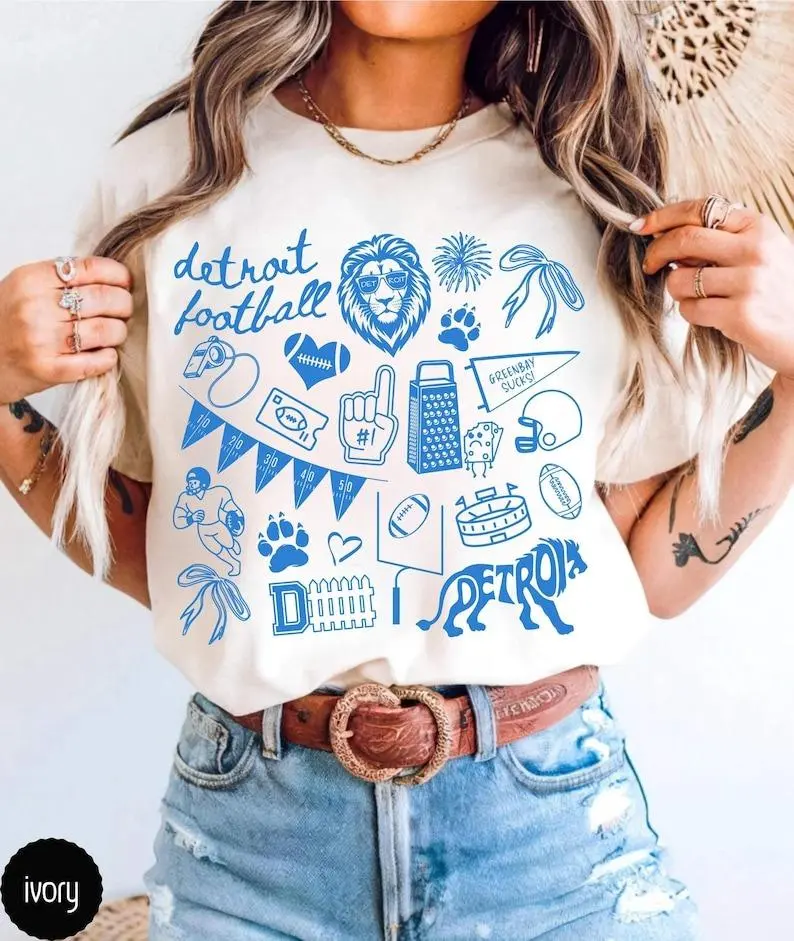 Detroit Football Comfort Colors Shirt, Trendy Detroit Football Shirt, Detroit Game Day Tee Shirt, Detroit Football Fan Gift