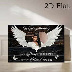 [2D Flat] 1pc Personalized Custom Photo Canvas Wall Art with Wood Frame 11.8X15.7Inch Modern Minimalist Style Memory Painting for Family Friends Couples Lovers Home Living Room Bedroom Decor