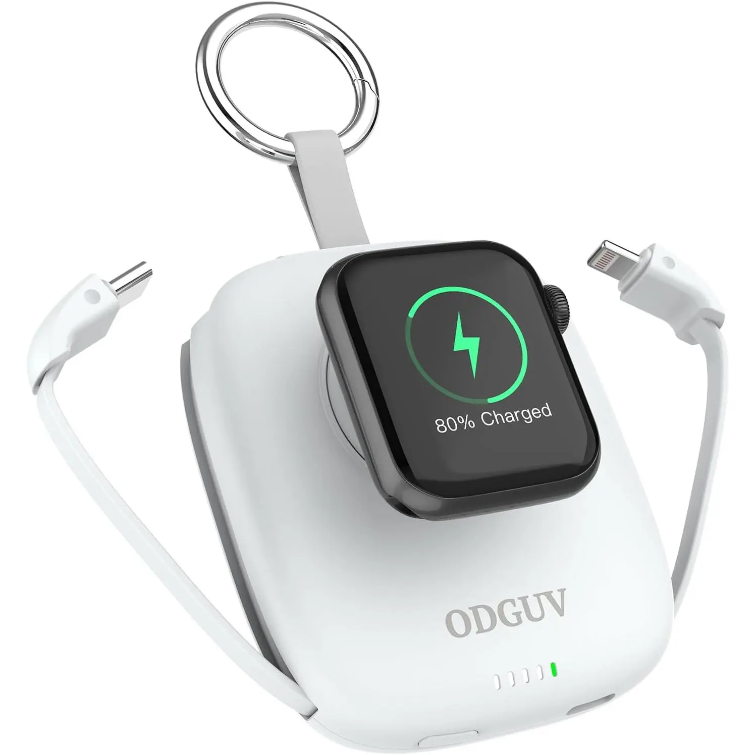 Small Portable Charger 5000mAh,iWatch Wireless Charger Mini Power Bank with Built-in Cable,Travel Keychain Charger for Apple Watch 9/Ultra2/8/Ultra/7/6/Se/5/4/3, iPhone 15/14/13/12/11,Android Phone